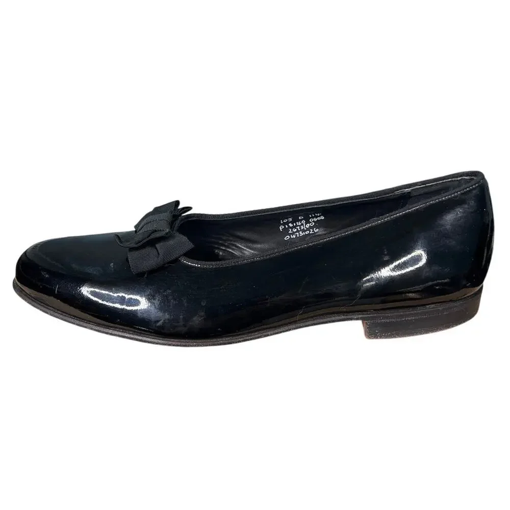 Pearl & Co By Brooks Brothers Black Patent Leather Bow Dress Pumps Size 10.5 D